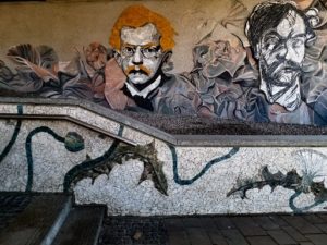 Krakow street art - Wyspiański mosaic