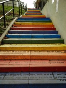 Krakow street art - Rainbow stairs