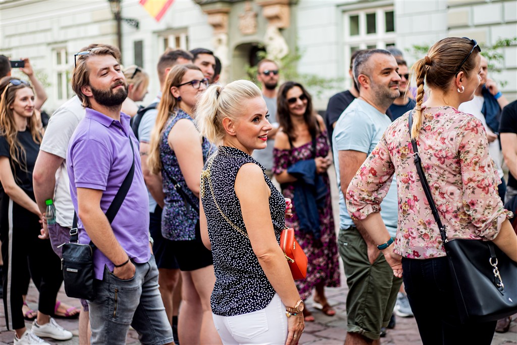 happy tourist on Krakow Walking tour