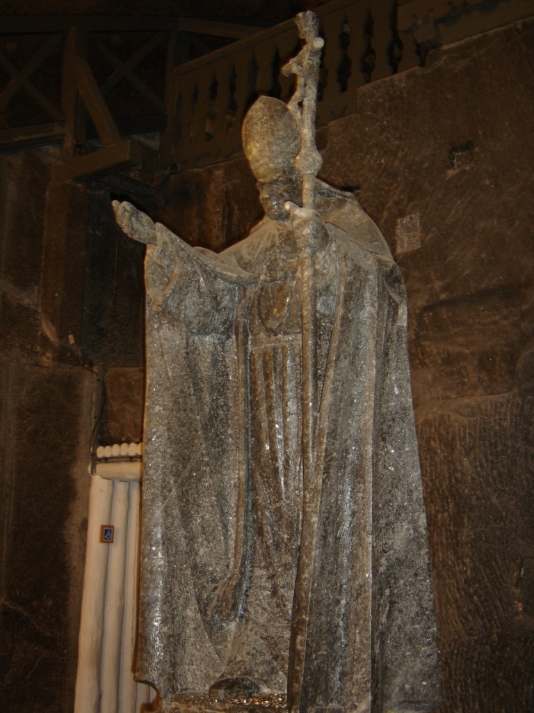 John Paul II Statue in St Kinga Chapel in Wieliczka Salt Mine