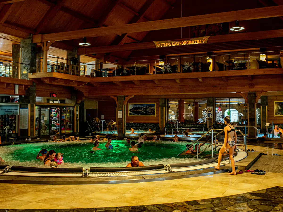 Main hall of the Zakopane hot springs in Chocholow