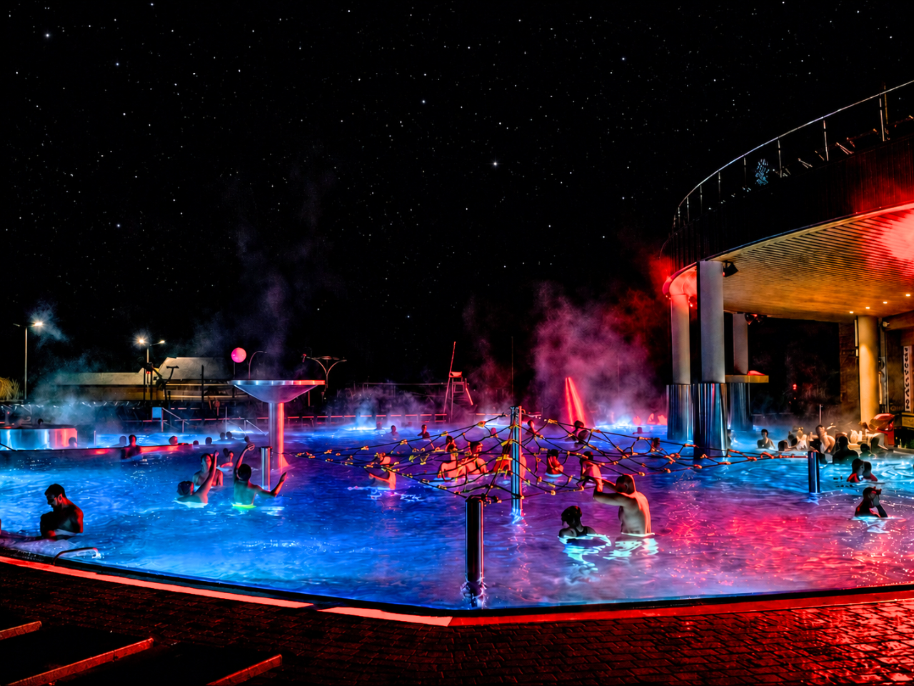 thermal-baths-zakopane-at-night Thermal baths near Zakopane illuminated at night